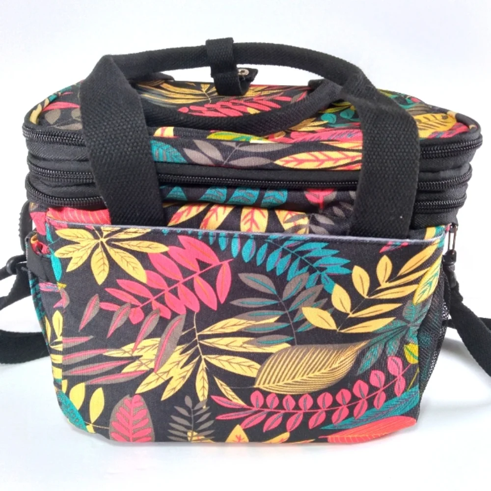 Mov Compra Expandable Lunch Bag Colorful Tropical Botanical Travel Beach Pool - Picture 5 of 9